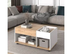 Mesa De Centro*Vicco Couchtisch carvalho goldkraft/branco 110x60x49.5 maik Natural escuro