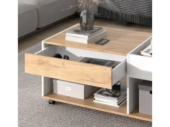Mesa De Centro*Vicco Couchtisch carvalho goldkraft/branco 110x60x49.5 maik Natural escuro
