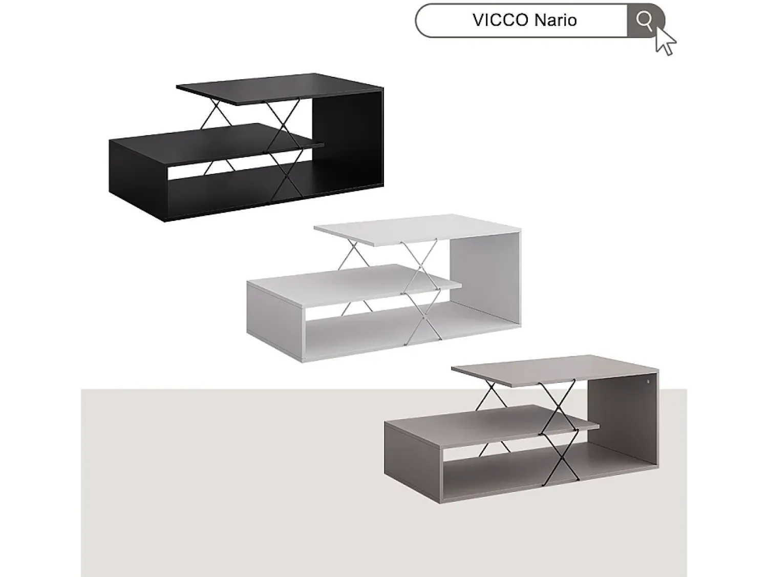 Vicco Couchtisch caxemira 100x50x40.5 nario^ Mesa De Centro