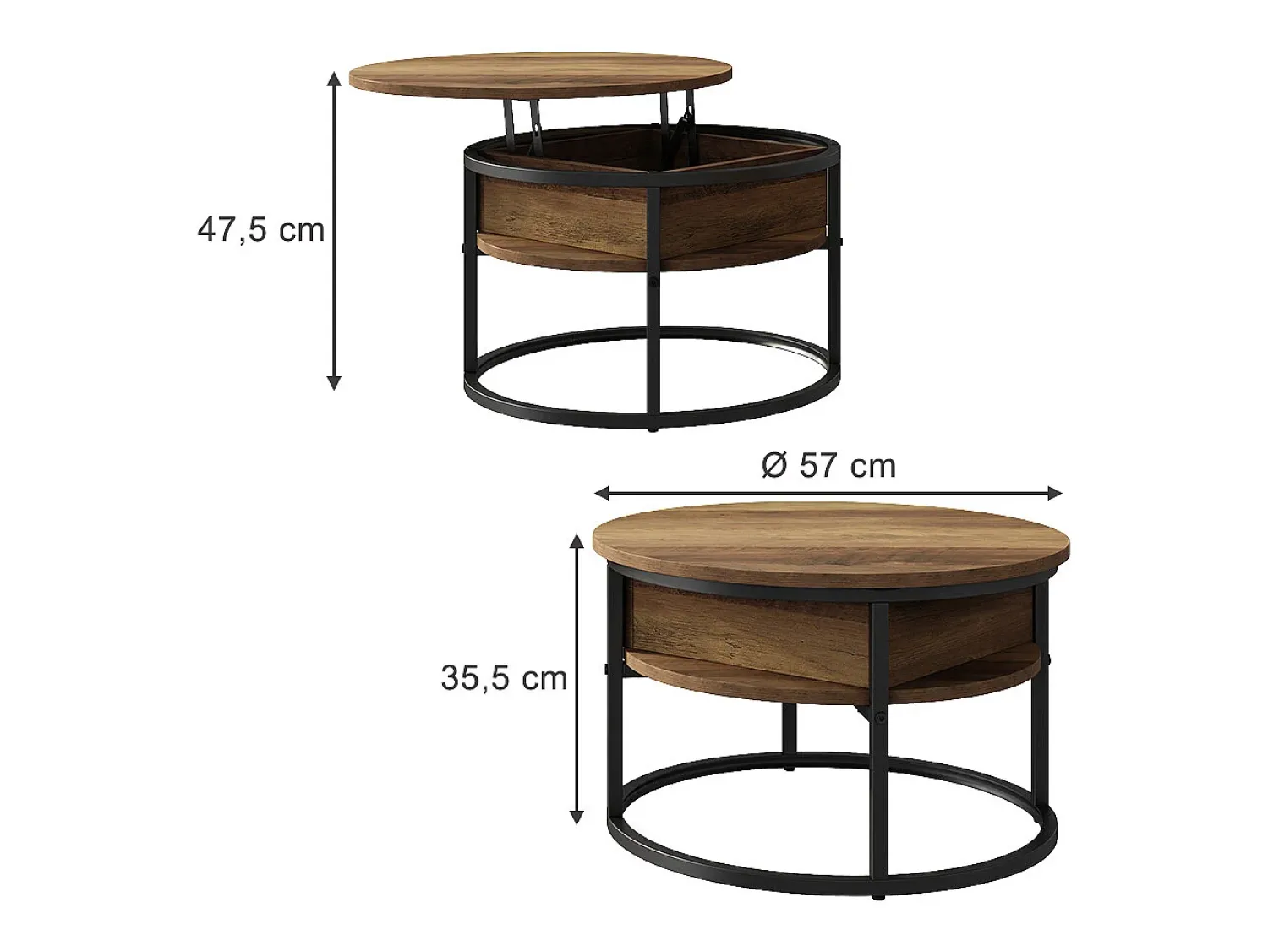 Hot Vicco Couchtisch madeira 57x57x47.5 marlo Natural claro