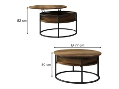 Mesa De Centro|Vicco Couchtisch madeira 77x77x52 marlo Natural claro