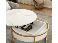 New Vicco Couchtisch mármore branco 77x77x52 marlo Branco sujo