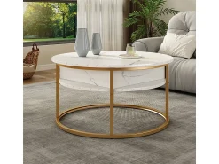 New Vicco Couchtisch mármore branco 77x77x52 marlo Branco sujo