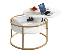 New Vicco Couchtisch mármore branco 77x77x52 marlo Branco sujo