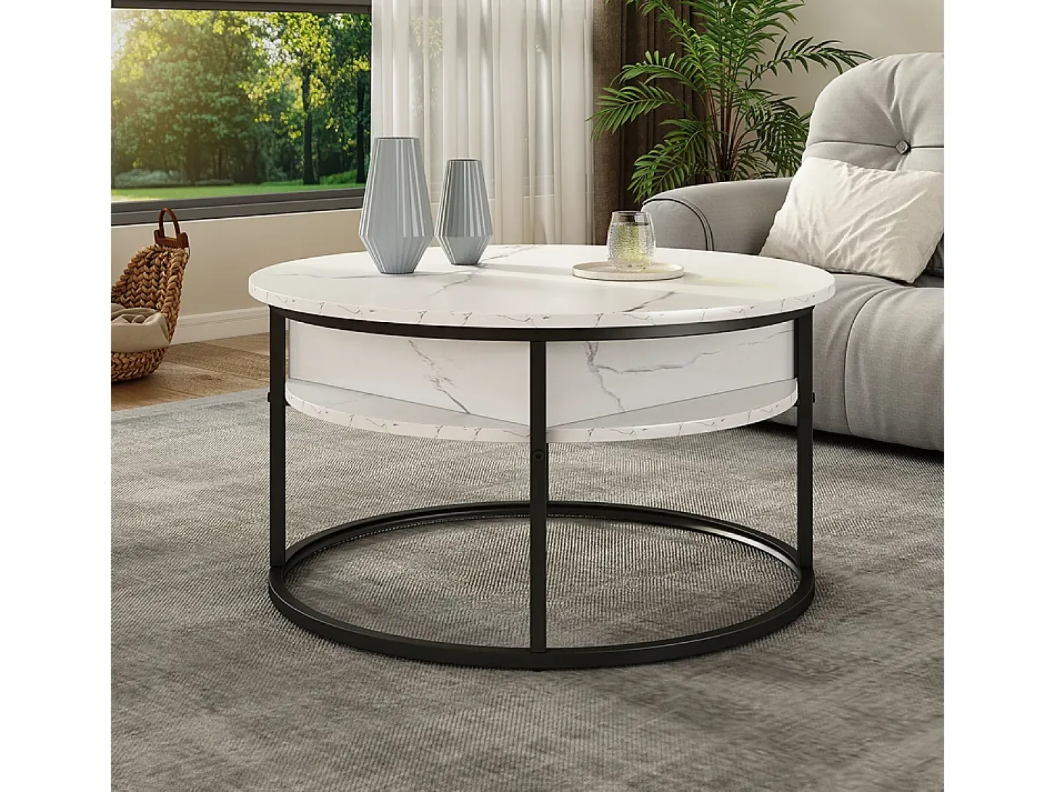 Mesa De Centro|Vicco Couchtisch mármore 77x77x52 marlo Branco