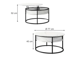 Mesa De Centro|Vicco Couchtisch mármore 77x77x52 marlo Branco