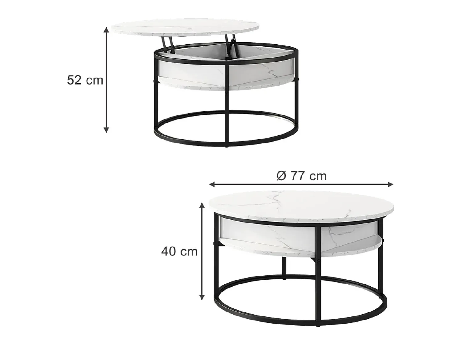 Mesa De Centro|Vicco Couchtisch mármore 77x77x52 marlo Branco