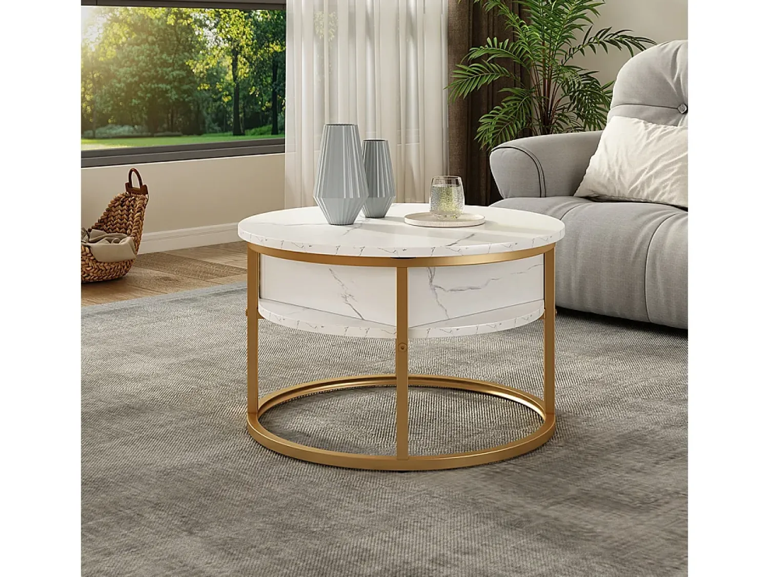 Mesa De Centro|Vicco Couchtisch mármore branco 57x57x47.5 marlo Branco sujo