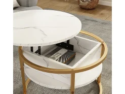 Mesa De Centro|Vicco Couchtisch mármore branco 57x57x47.5 marlo Branco sujo