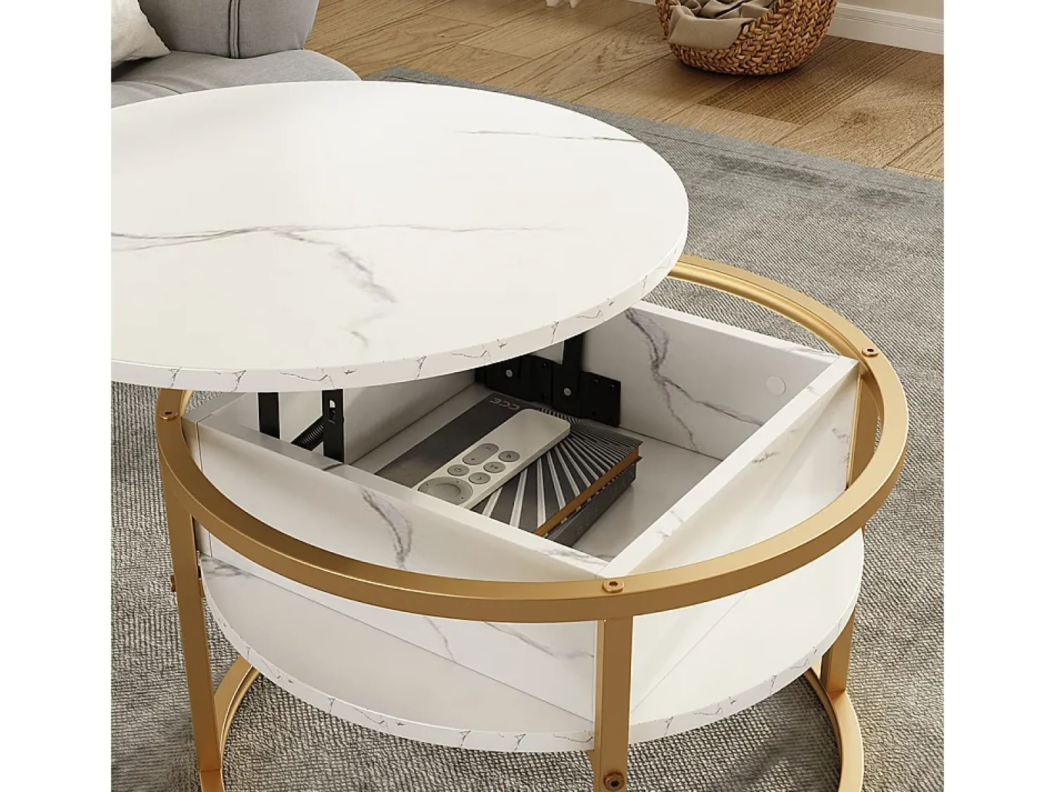 Mesa De Centro|Vicco Couchtisch mármore branco 57x57x47.5 marlo Branco sujo