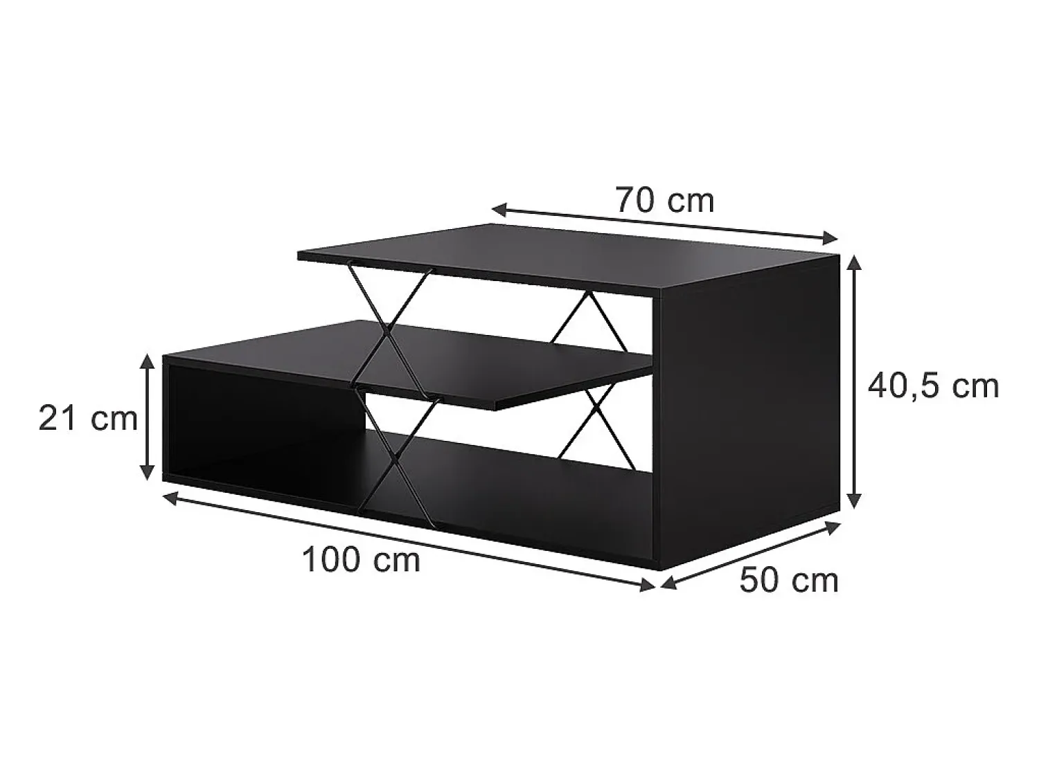 Mesa De Centro|Vicco Couchtisch 100x50x40.5 nario Preto