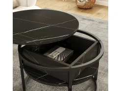 Mesa De Centro|Vicco Couchtisch /branco mármore 57x57x47.5 marlo Preto