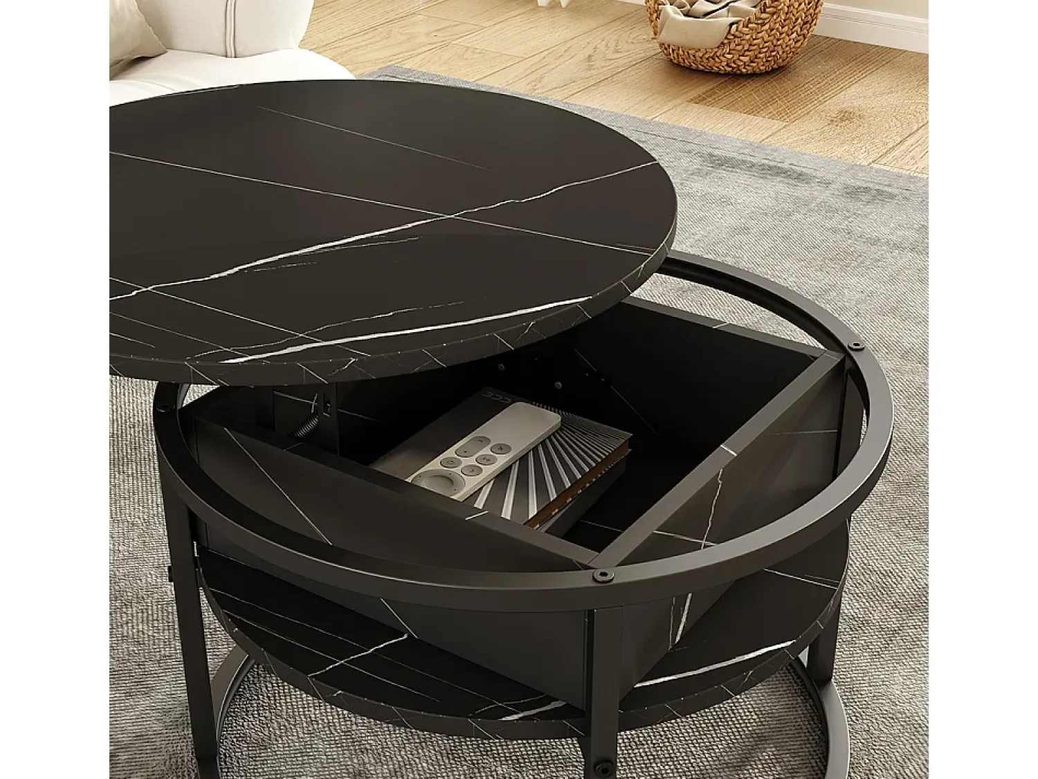 Mesa De Centro|Vicco Couchtisch /branco mármore 57x57x47.5 marlo Preto