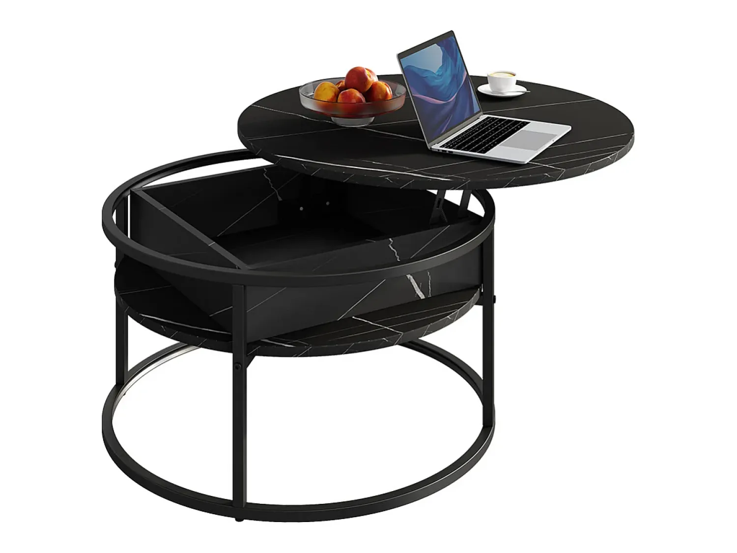 Clearance Vicco Couchtisch /branco mármore 77x77x52 marlo Preto