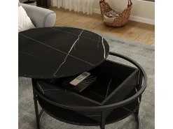 Clearance Vicco Couchtisch /branco mármore 77x77x52 marlo Preto