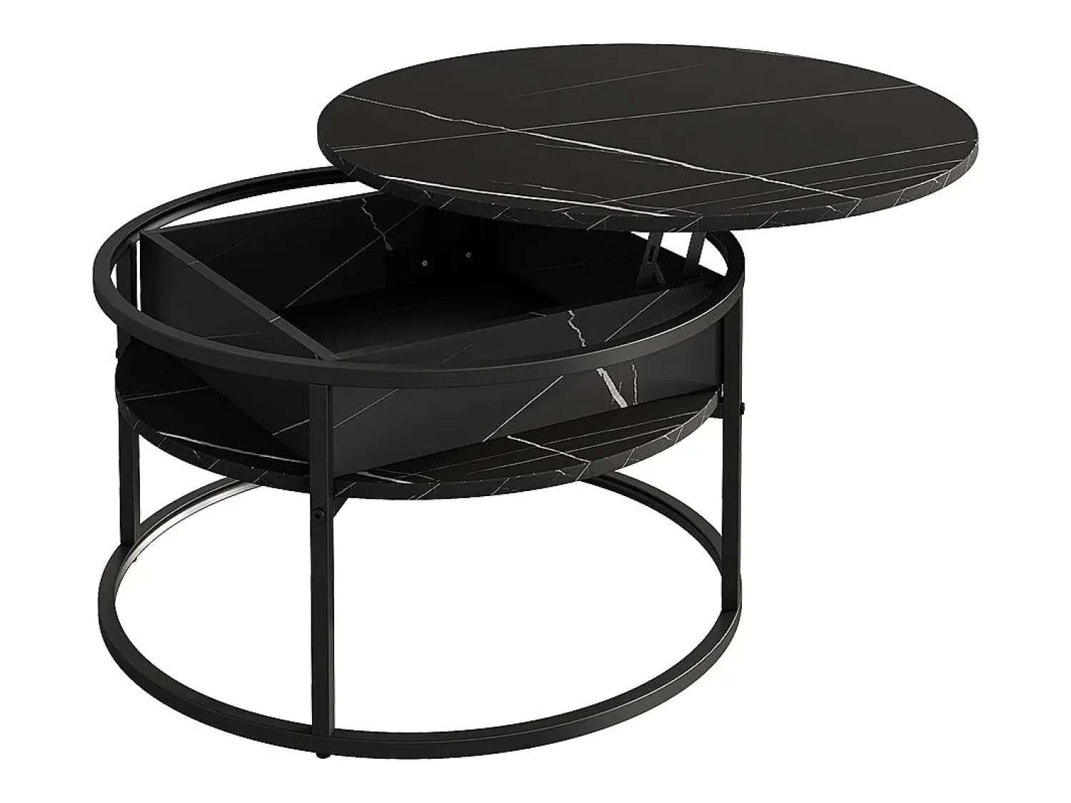 Clearance Vicco Couchtisch /branco mármore 77x77x52 marlo Preto