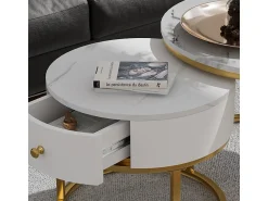 Mesa De Centro*Vicco Couchtisch-Set mármore 70x70x48 madrid Branco