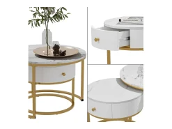 Mesa De Centro*Vicco Couchtisch-Set mármore 70x70x48 madrid Branco