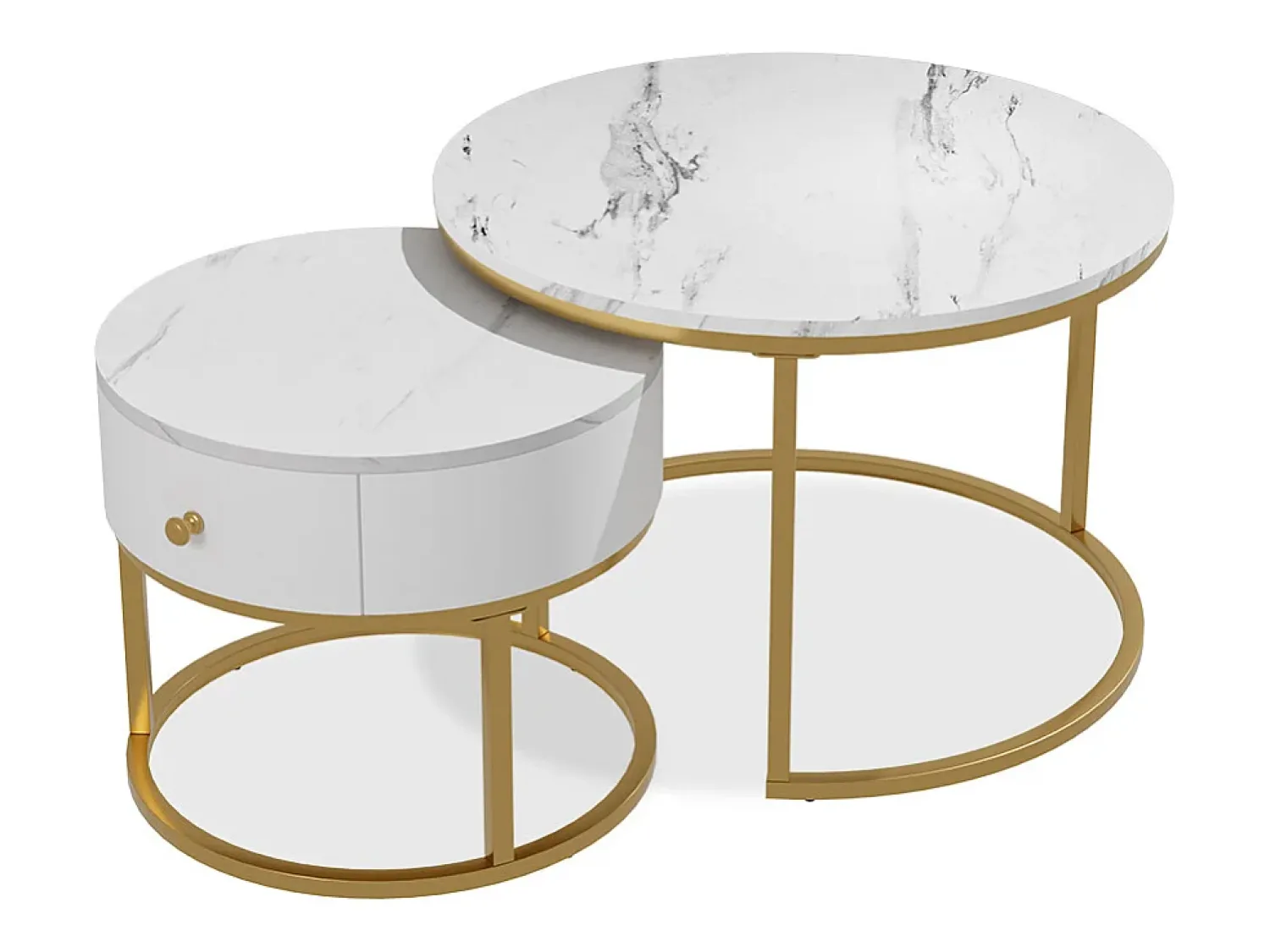 Mesa De Centro*Vicco Couchtisch-Set mármore 70x70x48 madrid Branco
