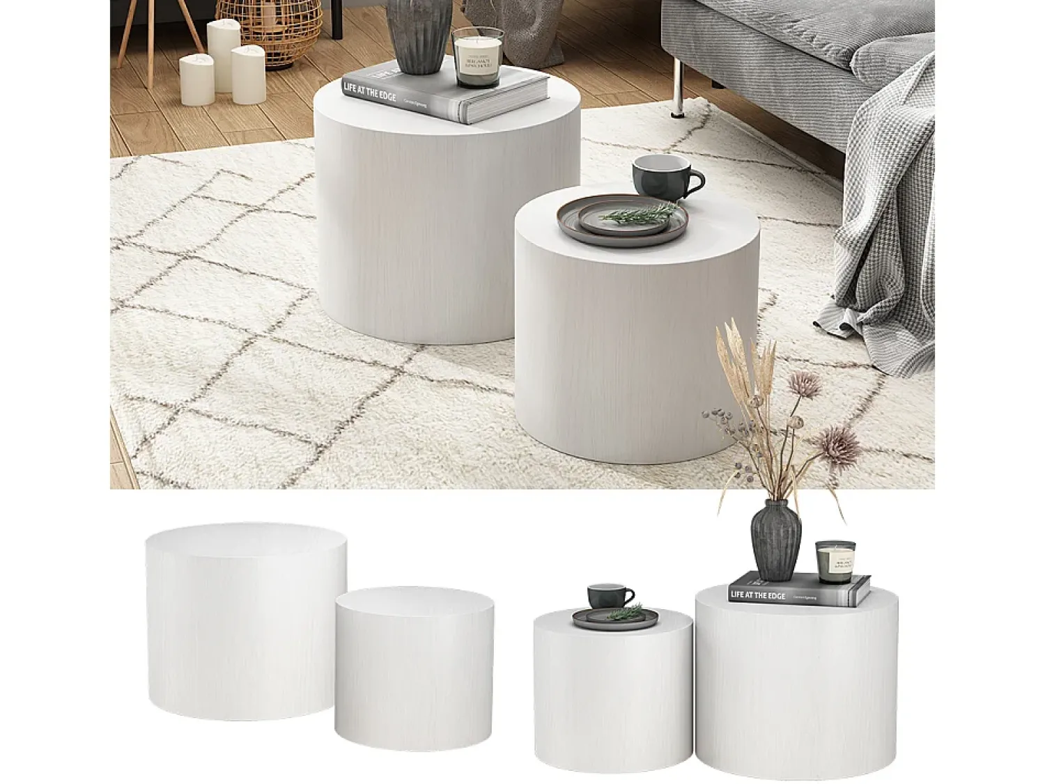 Vicco Couchtisch-Set 48x48x38 giva Branco