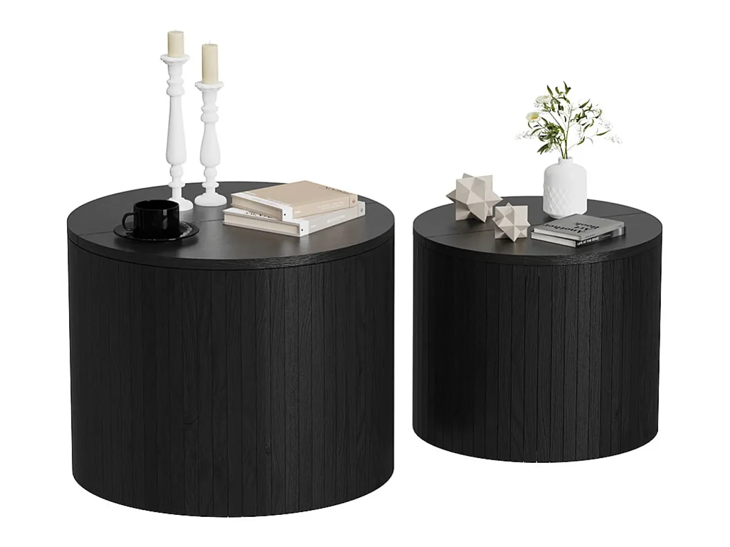 Mesa De Centro|Vicco Couchtisch-Set carvalho/ 48x48x38 tavilo Preto