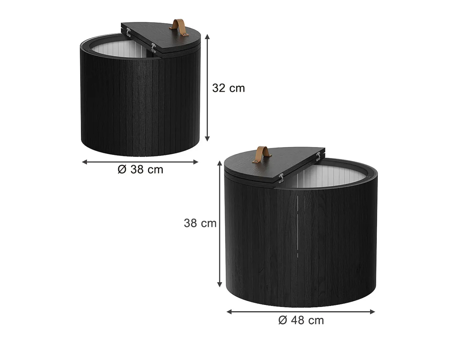 Mesa De Centro|Vicco Couchtisch-Set carvalho/ 48x48x38 tavilo Preto