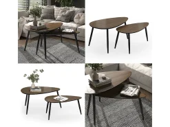 Mesa De Centro|Vicco Couchtisch-Set nogueira/preto 98x60x48 veyo Natural escuro