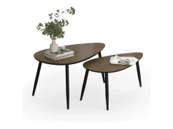 Mesa De Centro|Vicco Couchtisch-Set nogueira/preto 98x60x48 veyo Natural escuro