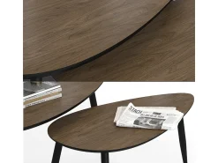 Mesa De Centro|Vicco Couchtisch-Set nogueira/preto 98x60x48 veyo Natural escuro