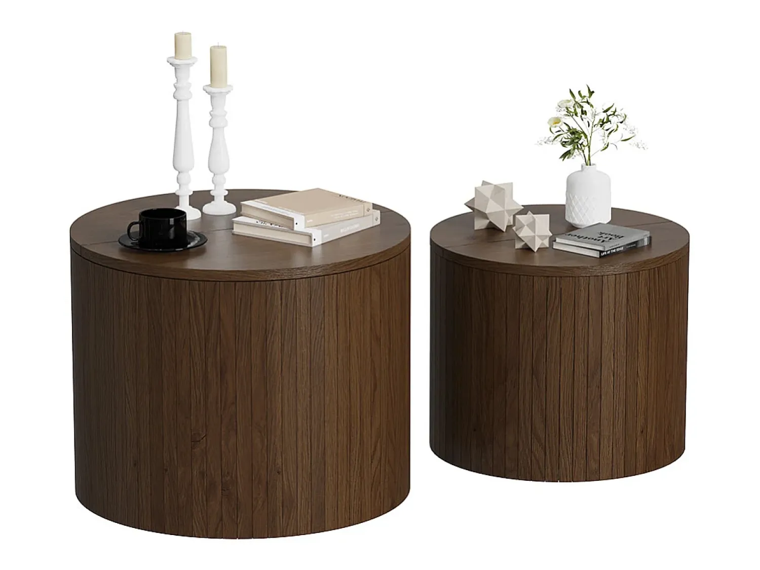 Mesa De Centro*Vicco Couchtisch-Set noz 48x48x38 tavilo Natural escuro