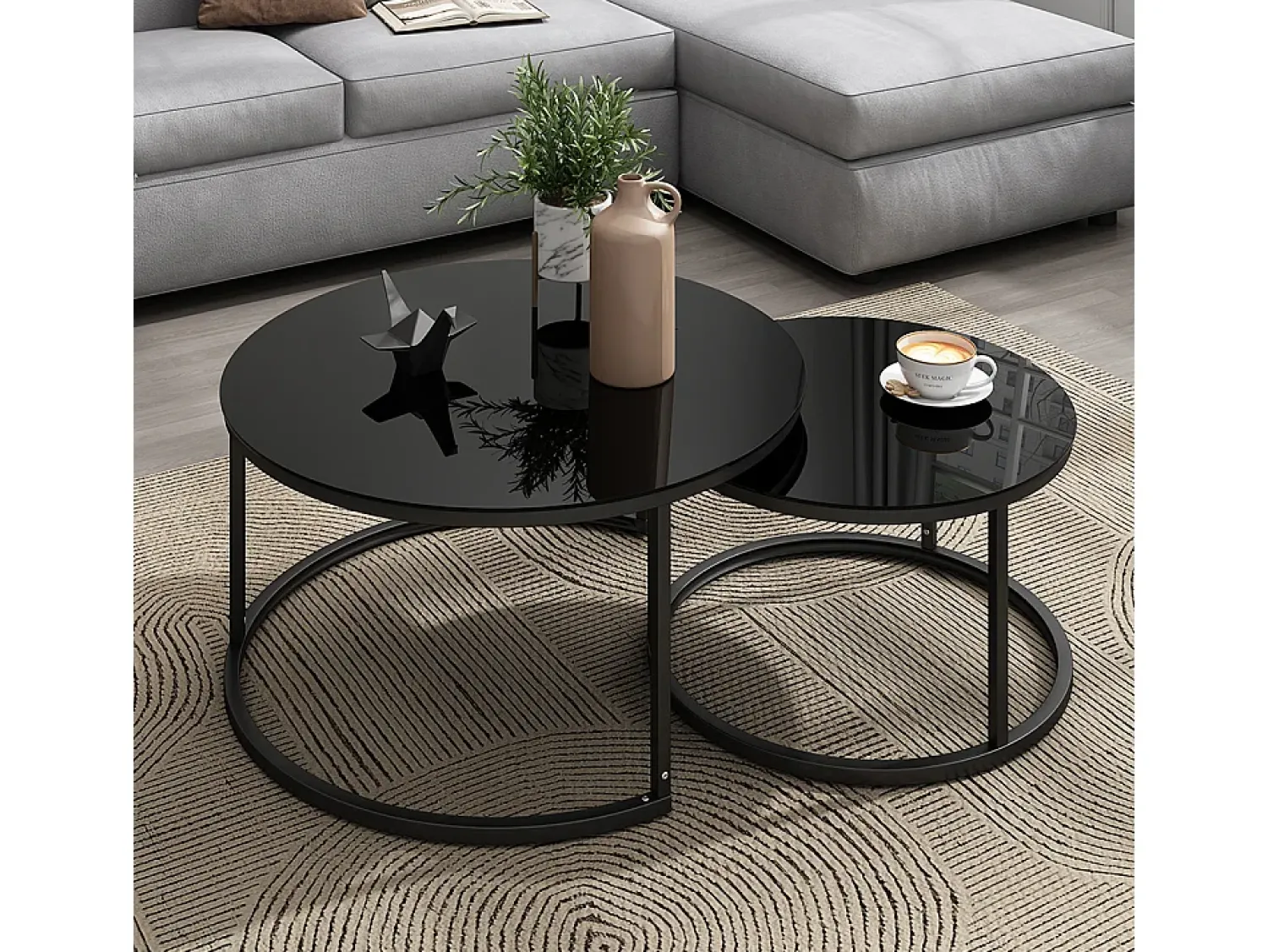 Best Vicco Couchtisch-Set alto brilho 77x77x39.5 montreal Preto