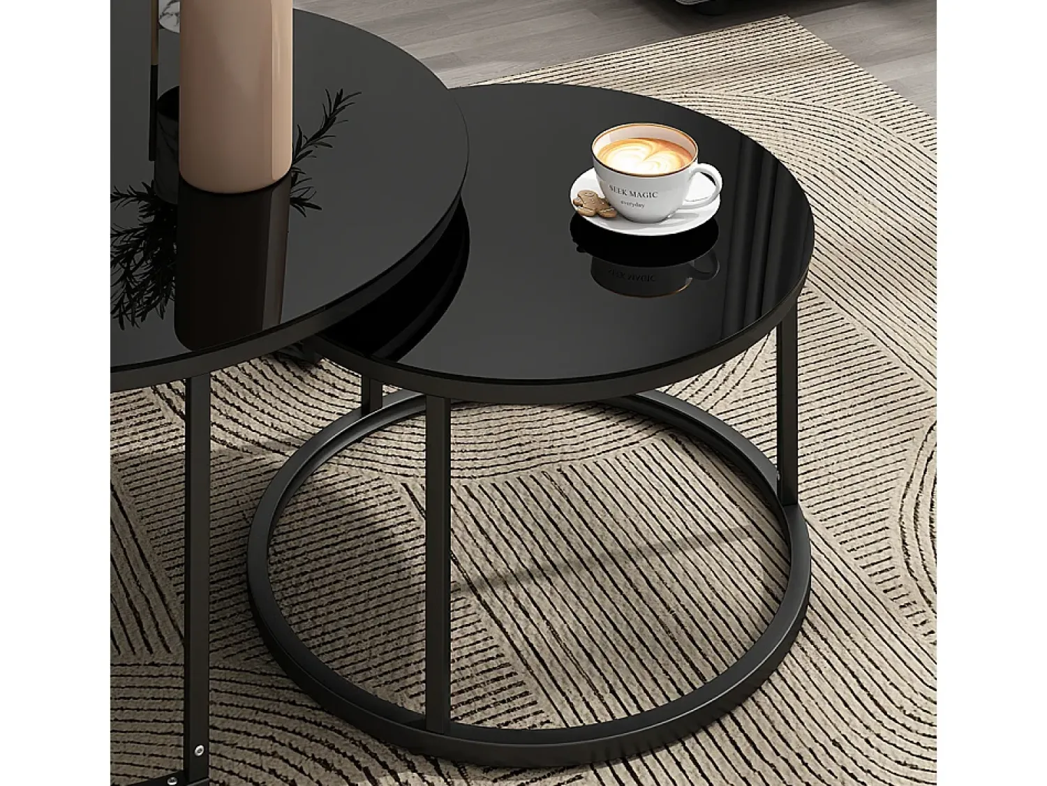 Best Vicco Couchtisch-Set alto brilho 77x77x39.5 montreal Preto