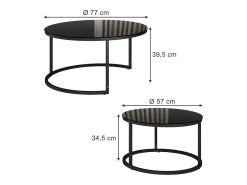 Best Vicco Couchtisch-Set alto brilho 77x77x39.5 montreal Preto