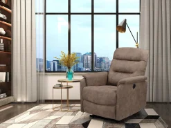 Loft24 Coullon | Cadeira de braços reclinável com função eléctrica Microfibra Taupe^ Poltrona