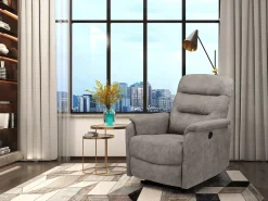 Poltrona*Loft24 Coullon | Cadeirão reclinável com função eléctrica em microfibra cinzenta Cinzento