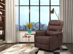 Clearance Loft24 Coullon | Cadeirão reclinável com função eléctrica em microfibra castanha escura Castanho
