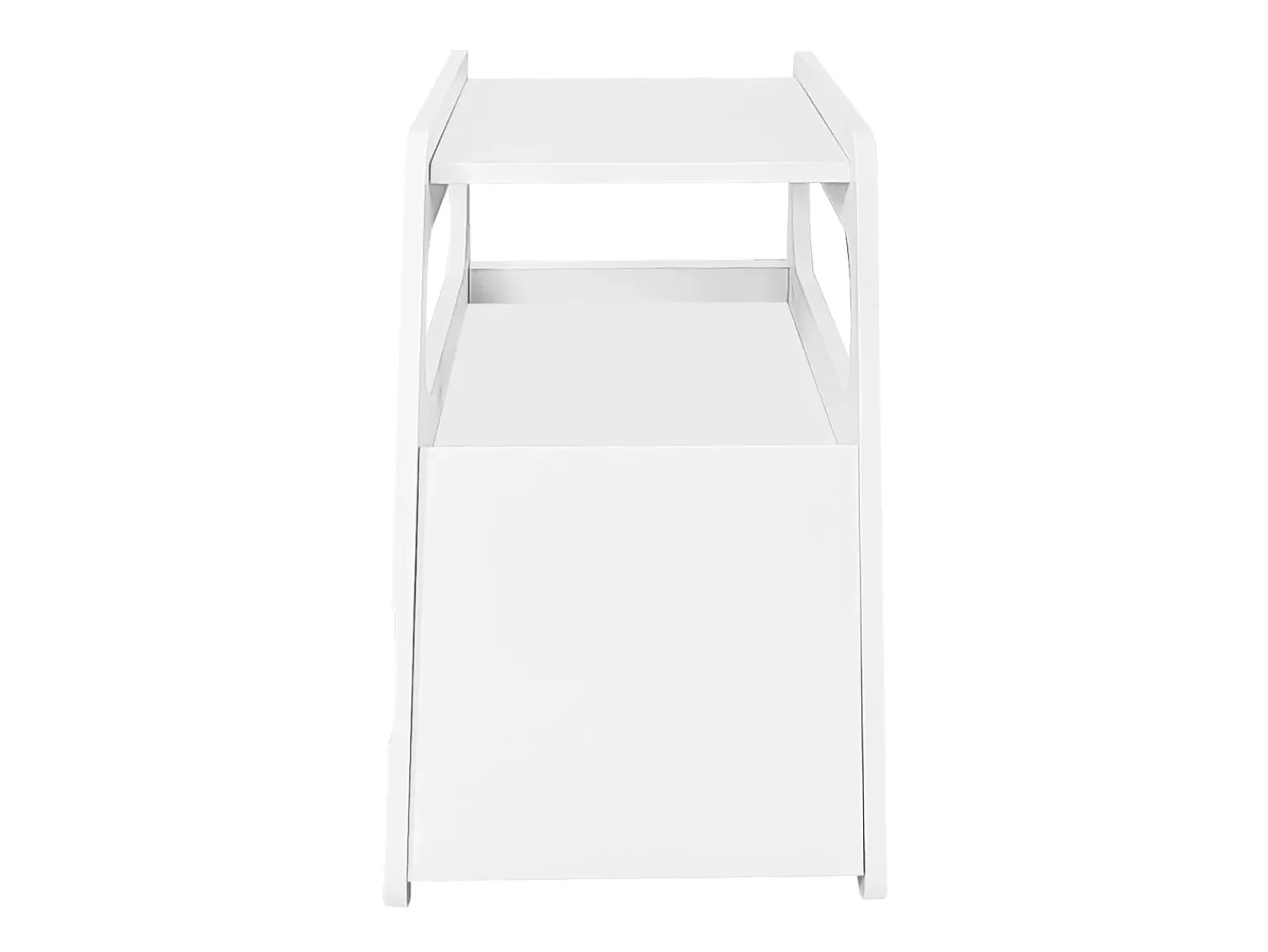 Mesa De Centro* Credenza, tavolino moderno bianco con ruote, design arrotondato sicuro (81x33x51,5 cm) Branco