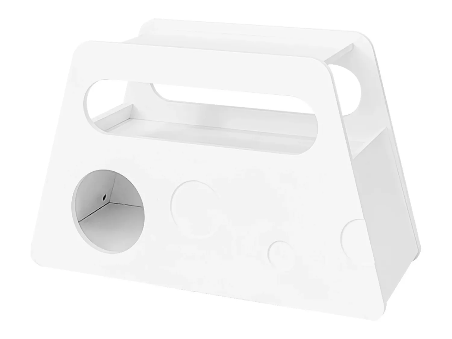 Mesa De Centro* Credenza, tavolino moderno bianco con ruote, design arrotondato sicuro (81x33x51,5 cm) Branco