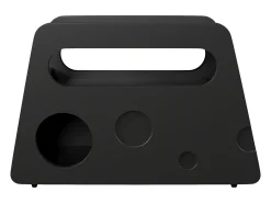 Discount Credenza, tavolino moderno nero con ruote, design arrotondato sicuro (81x33x51,5 cm) Preto