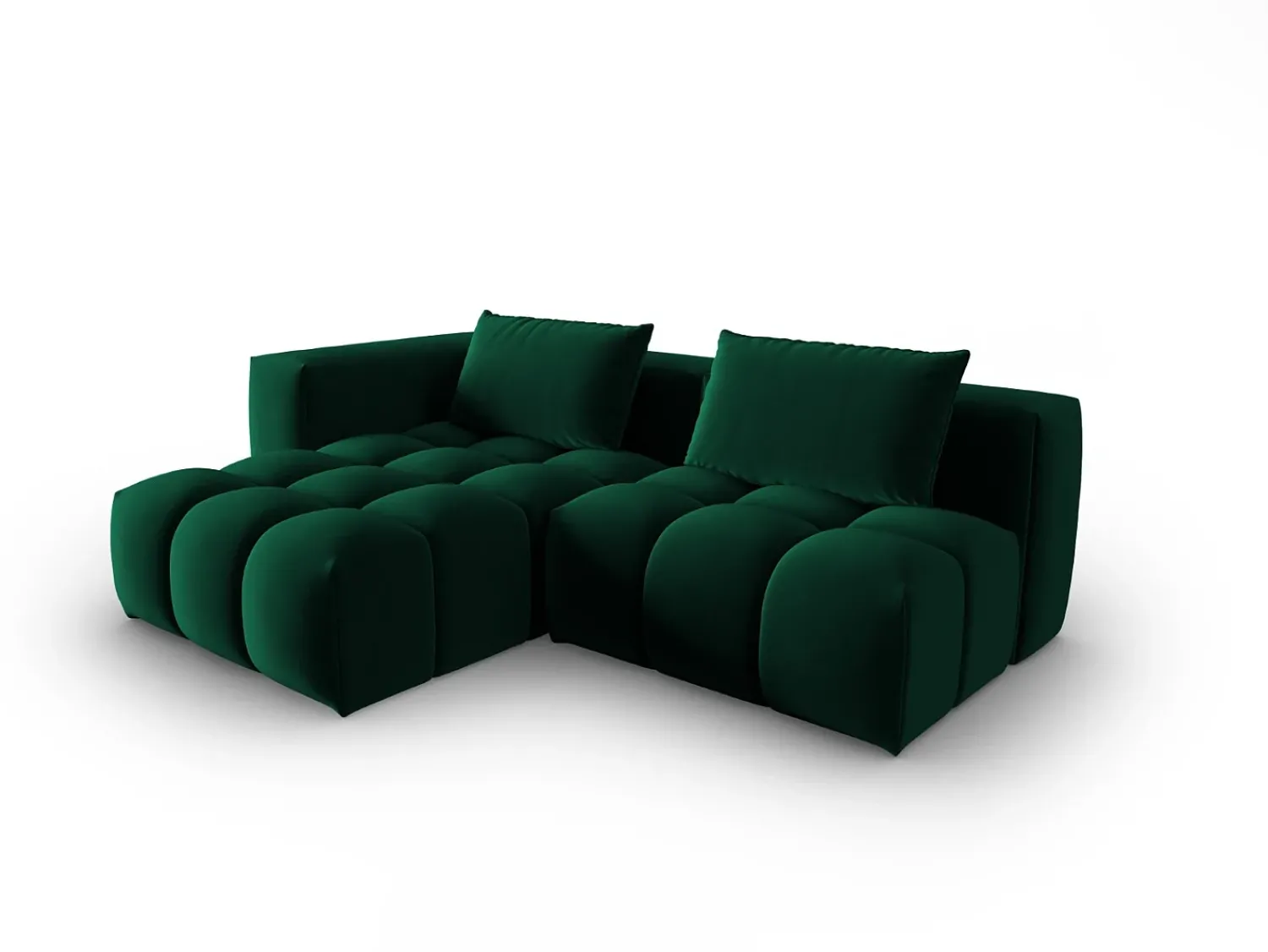 Online CXL by Christian Lacroix - Sofá modular de canto esquerdo "Lorella" 3 lugares em veludo verde garrafa - 205x145x70cm Verde pinho