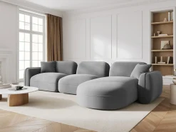 New CXL by Christian Lacroix - Sofá modular de canto direito "Lucien" 4 lugares em veludo cinza claro - 320x165x70cm Cinzento claro