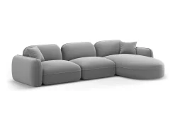 New CXL by Christian Lacroix - Sofá modular de canto direito "Lucien" 4 lugares em veludo cinza claro - 320x165x70cm Cinzento claro