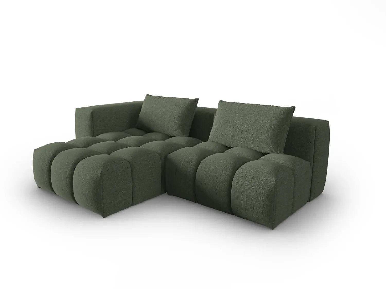 Clearance CXL by Christian Lacroix - Sofá modular de canto esquerdo "Lorella" 3 lugares em tecido estrutural verde oliva escuro - 205x145x70cm Verde pinho