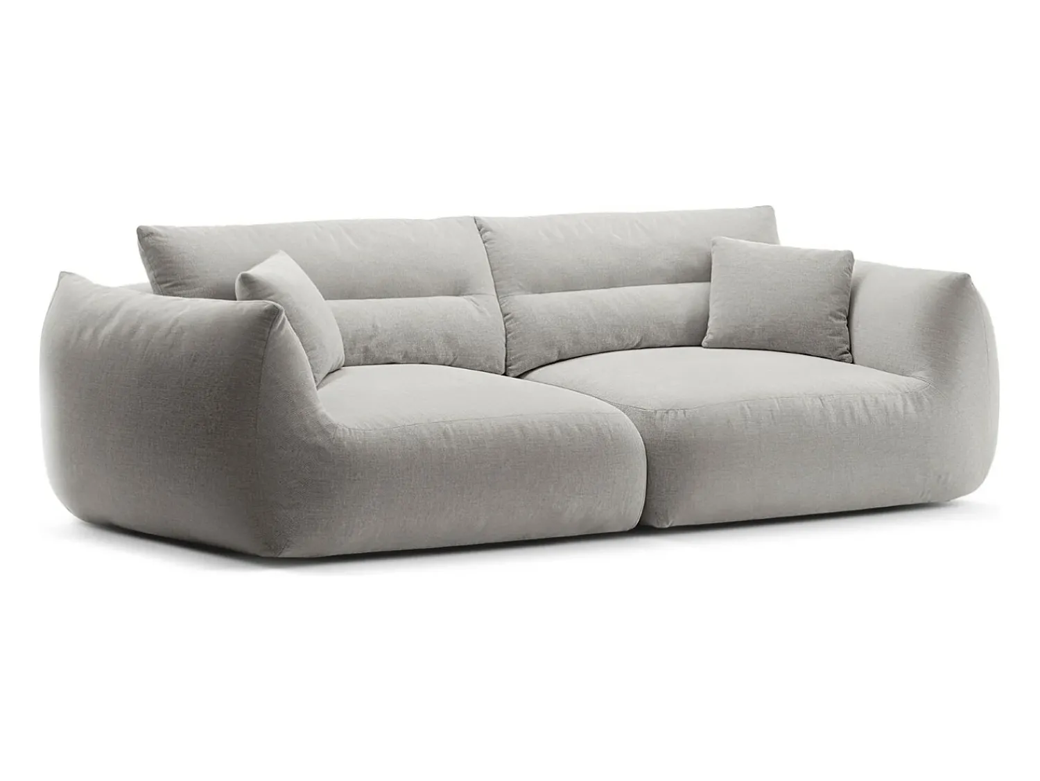 Sofá|CXL by Christian Lacroix - Sofá modular "Maurie" 4 lugares em tecido chenille cinza claro - 264x107x90cm Cinzento claro