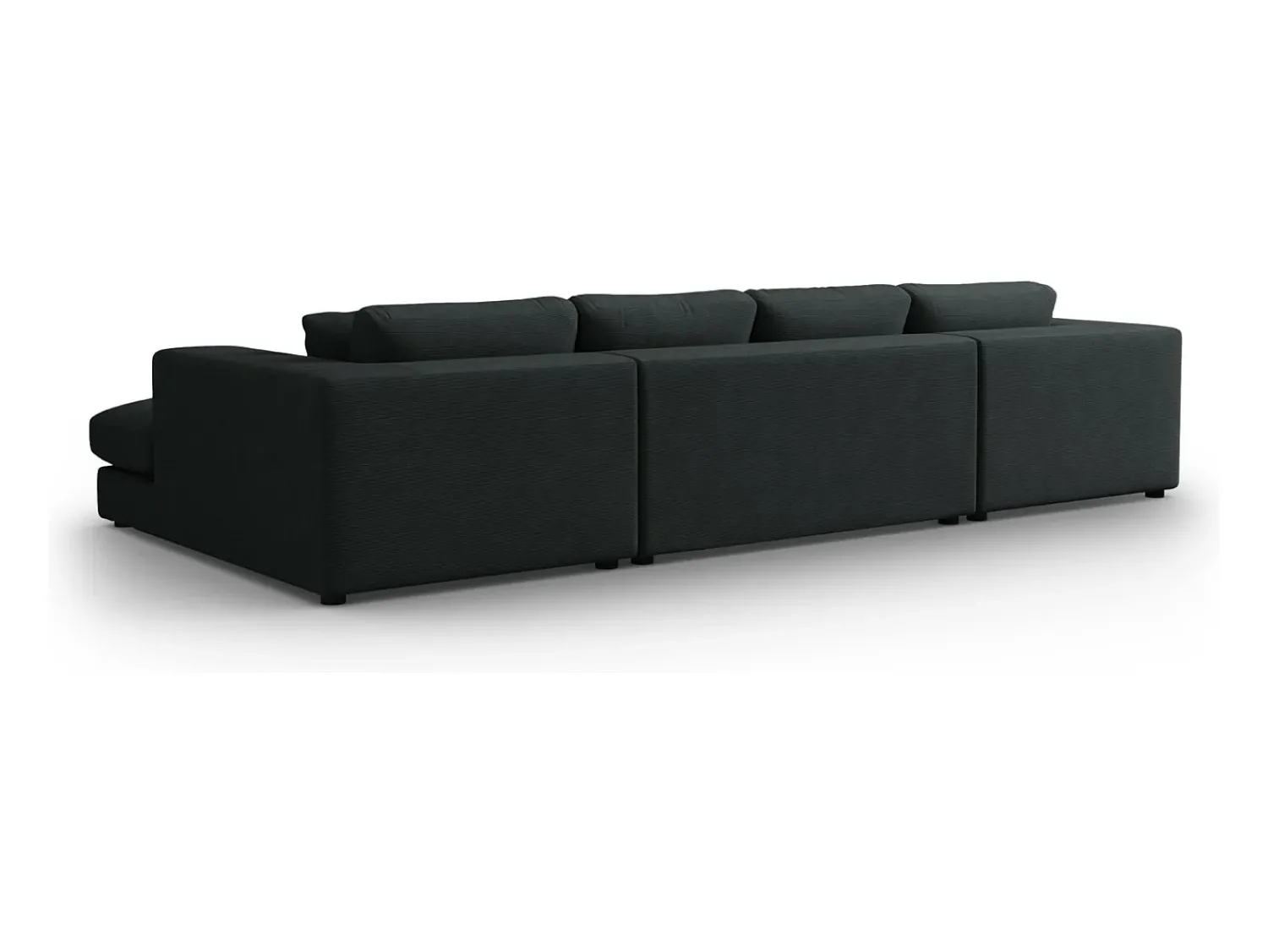 Sofá|CXL by Christian Lacroix - Sofá panorâmico "Tendance" 5 lugares em veludo cotelê - 344x170x72cm Preto