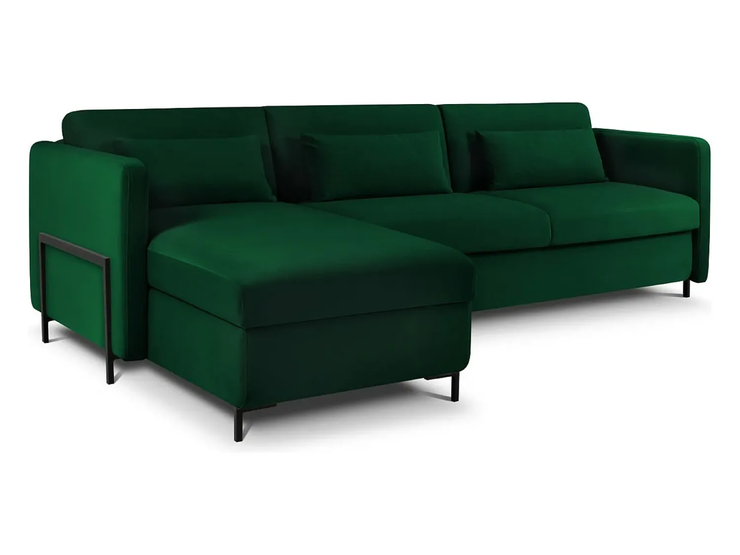 CXL by Christian Lacroix - Sofá de canto convertível à esquerda "Yanis" 4 lugares em veludo verde garrafa - 260x170x80cm^ Sofá
