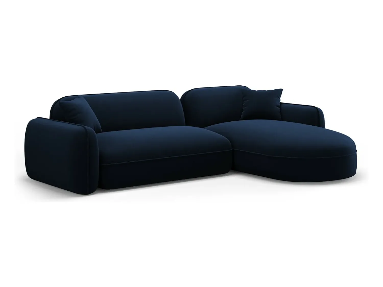 Sofá|CXL by Christian Lacroix - Sofá modular de canto direito "Lucien" 4 lugares em veludo azul real - 275x165x70cm Azul escuro