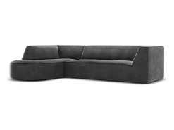 Sale CXL by Christian Lacroix - Sofá de canto esquerdo "Charles" 4 lugares em veludo cinza escuro - 273x180x69cm Cinza antracite