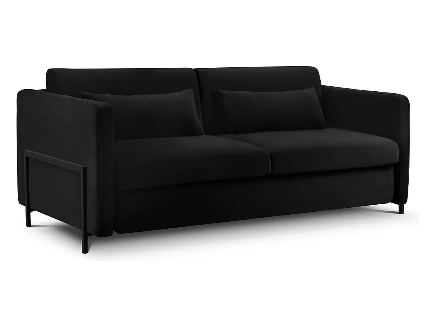 Sofá|CXL by Christian Lacroix - Sofá-cama "Yanis" 2 lugares em veludo - 182x102x80cm Preto