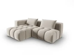 Sofá*CXL by Christian Lacroix - Sofá modular de canto esquerdo "Lorella" 3 lugares em veludo cru - 205x145x70cm Branco sujo